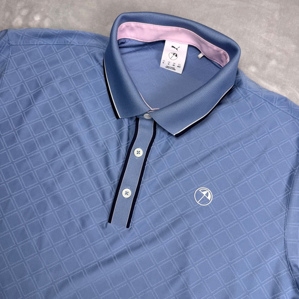 Puma Golf Arnold Palmer Polo Shirt Blue Geometric Simeone Cup XX Mens XL